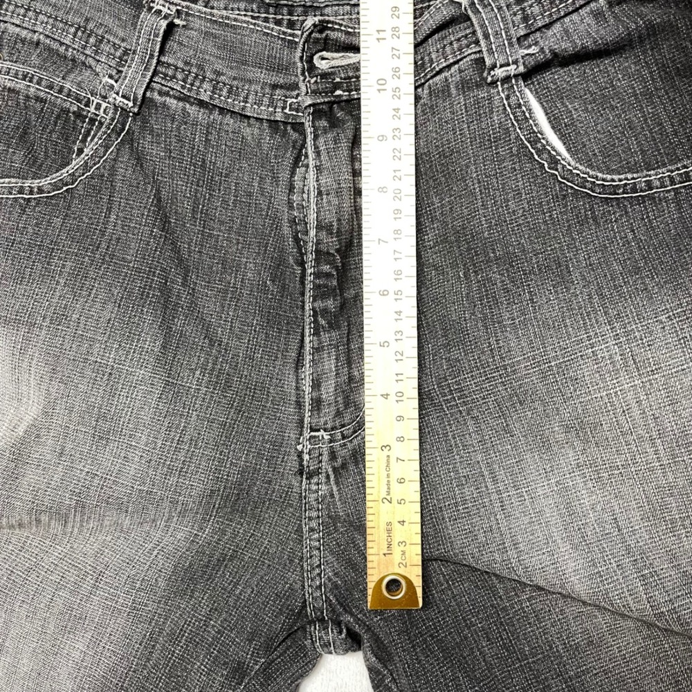 Mens Jeans 36 Black Faded Y2K Baggy Hip Hop Streetwear Relaxed Straight Denim - Picture 6 of 11